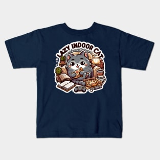 Cozy Whiskers & Chill Vibes: The Indoor Cat Lifestyle Kids T-Shirt